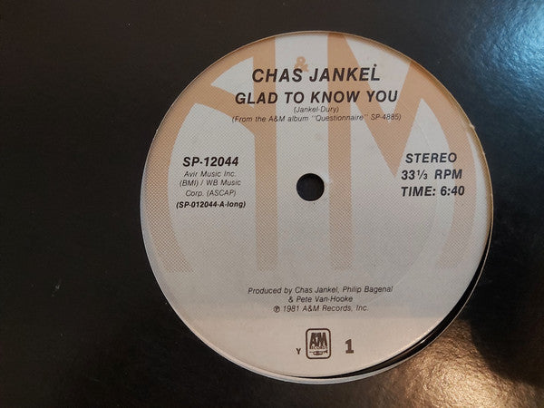 Chas Jankel ~ Glad To Know You / 3,000,000 Synths (Vinyl) - Djungel & Jazz