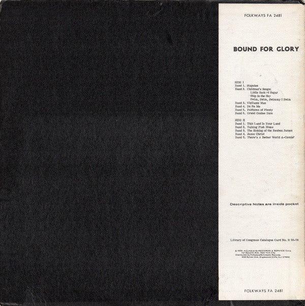 Woody Guthrie : Bound For Glory (LP, Album, RE)
