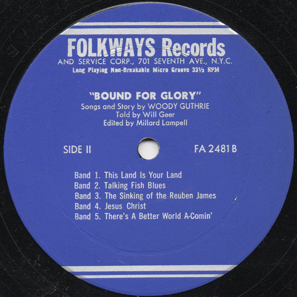 Woody Guthrie : Bound For Glory (LP, Album, RE)