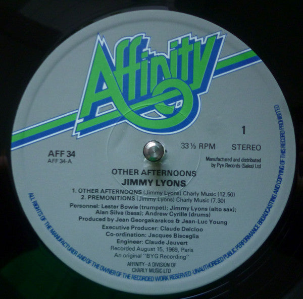 Jimmy Lyons  ~ Other Afternoons (Vinyl) - Djungel & Jazz