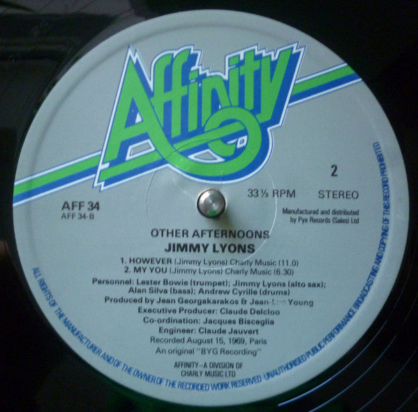 Jimmy Lyons  ~ Other Afternoons (Vinyl) - Djungel & Jazz