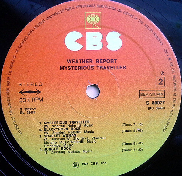 Weather Report ~ Mysterious Traveller (Vinyl) - Djungel & Jazz