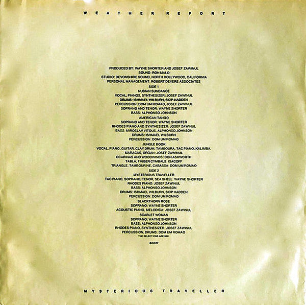 Weather Report ~ Mysterious Traveller (Vinyl) - Djungel & Jazz