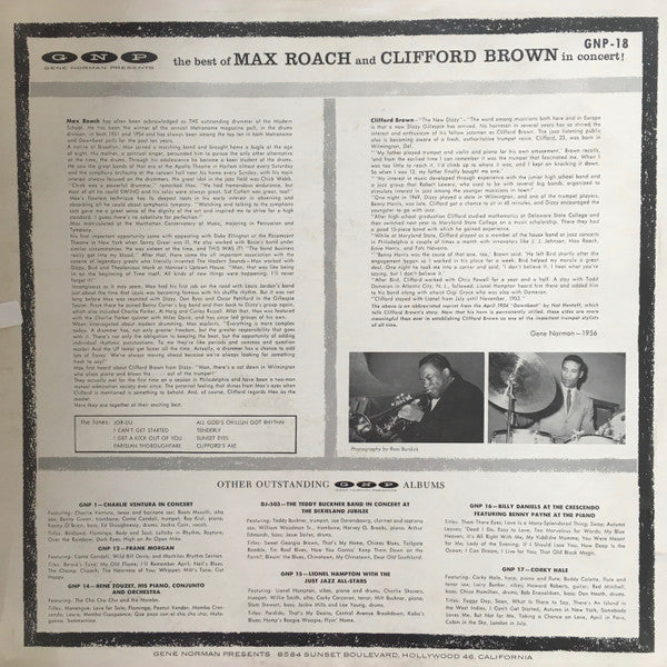 Clifford Brown And Max Roach ~ The Best Of Max Roach And Clifford Brown In Concert! (Vinyl) - Djungel & Jazz