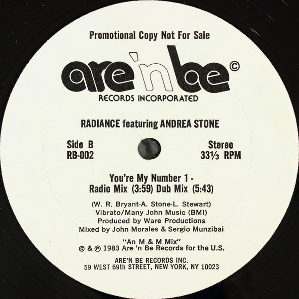 Radiänce featuring Andrea Stone : You're My Number 1 (12", Promo)