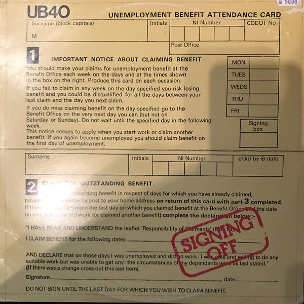 UB40 ~ Signing Off (Vinyl) - Djungel & Jazz