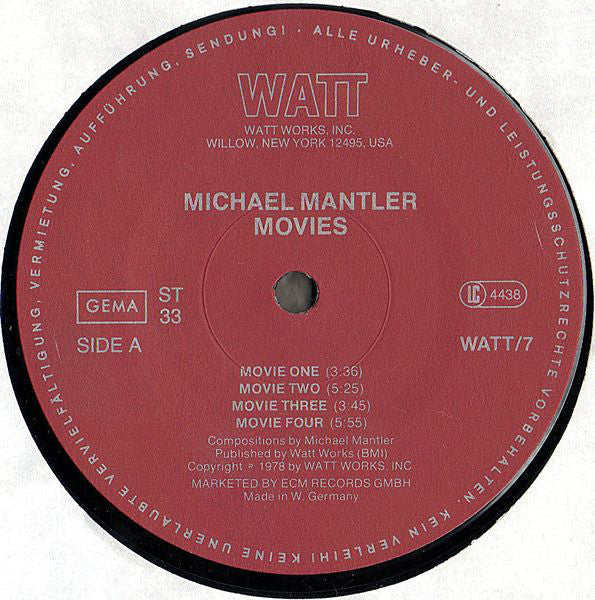 Michael Mantler ~ Movies (Vinyl) - Djungel & Jazz