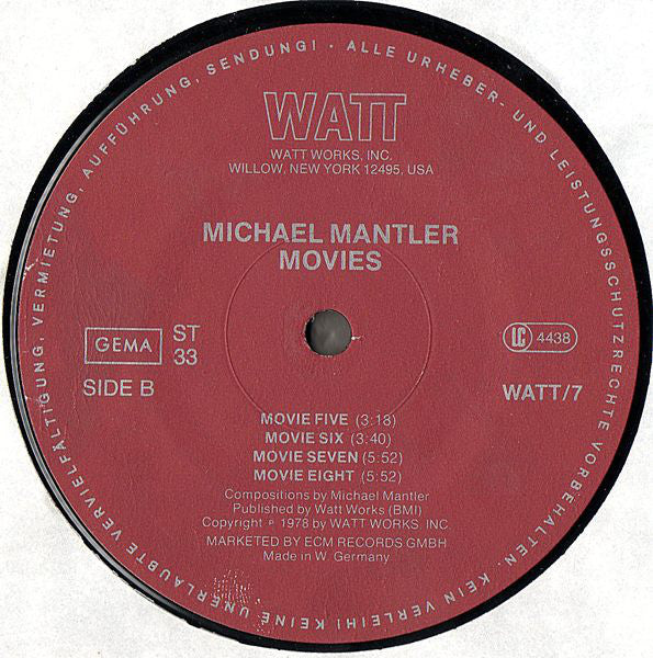 Michael Mantler ~ Movies (Vinyl) - Djungel & Jazz