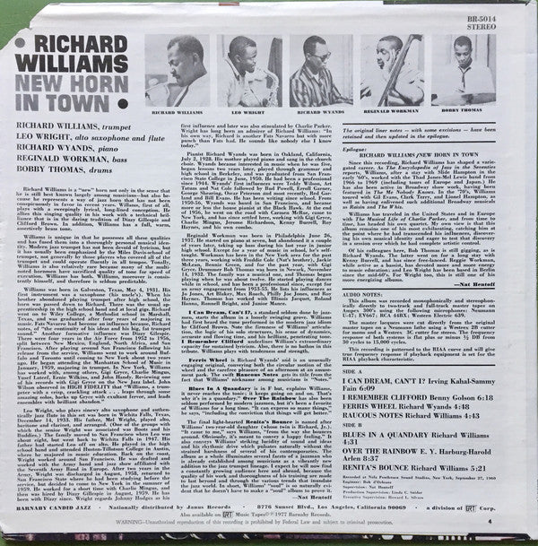 Richard Williams ~ New Horn In Town (Vinyl) - Djungel & Jazz
