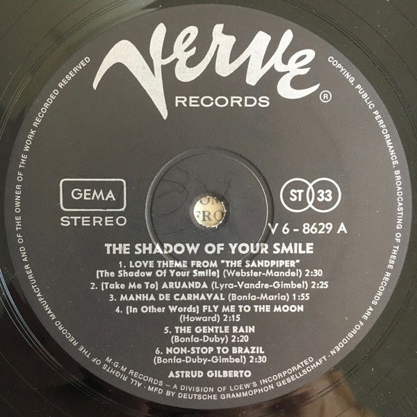 Astrud Gilberto ~ The Shadow Of Your Smile (Vinyl) - Djungel & Jazz