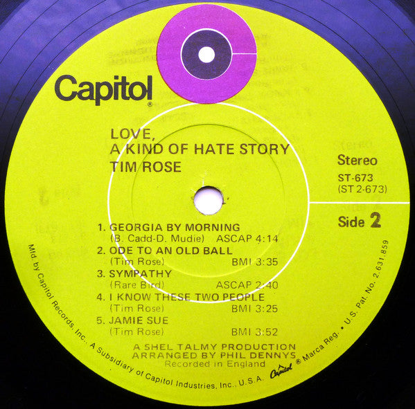 Tim Rose ~ Love, A Kind Of Hate Story (Vinyl) - Djungel & Jazz