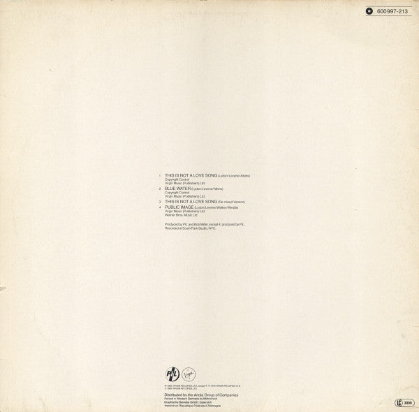 PiL ~ This Is Not A Love Song (Vinyl) - Djungel & Jazz