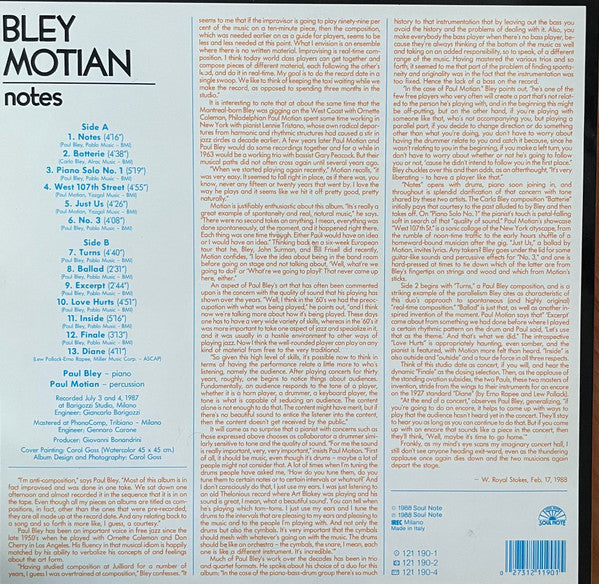 Paul Bley / Paul Motian : Notes (LP, Album)