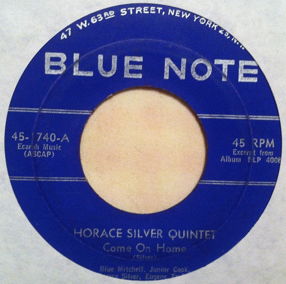 The Horace Silver Quintet : Come On Home / Finger Poppin (7")