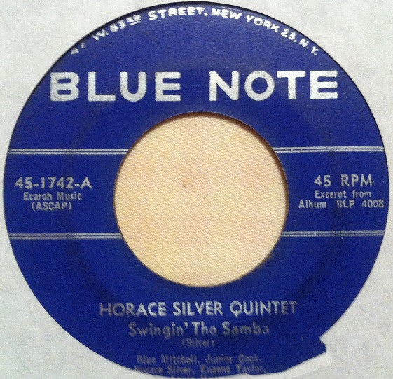 The Horace Silver Quintet : Swingin' The Samba / Mellow D (7")