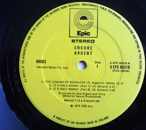 Argent ~ Encore (Vinyl) - Djungel & Jazz