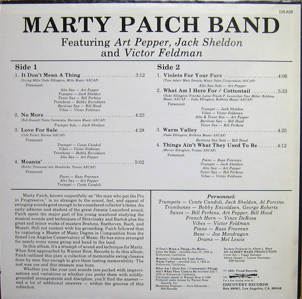 Marty Paich Band Featuring Art Pepper, Jack Sheldon And Victor Feldman ~ I Get A Boot Out Of You (Vinyl) - Djungel & Jazz