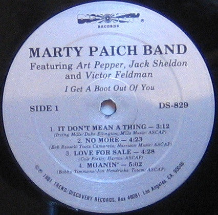 Marty Paich Band Featuring Art Pepper, Jack Sheldon And Victor Feldman ~ I Get A Boot Out Of You (Vinyl) - Djungel & Jazz