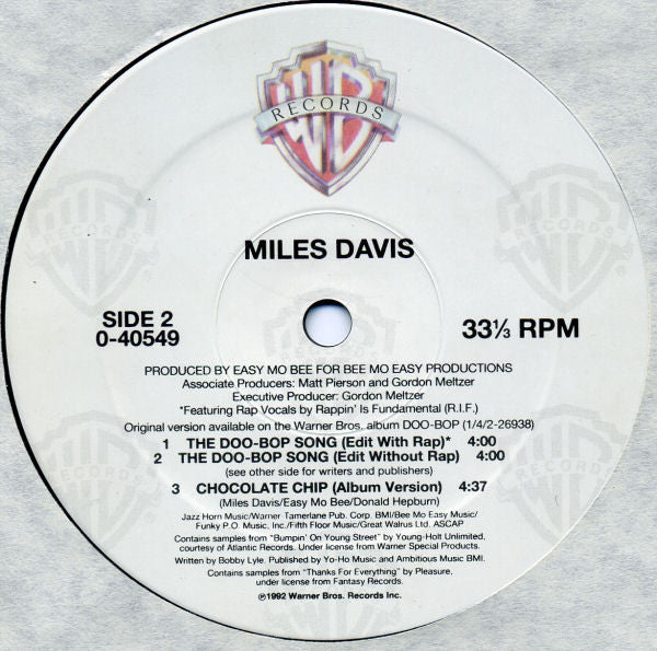 Miles Davis : The Doo-Bop Song (12", Maxi)