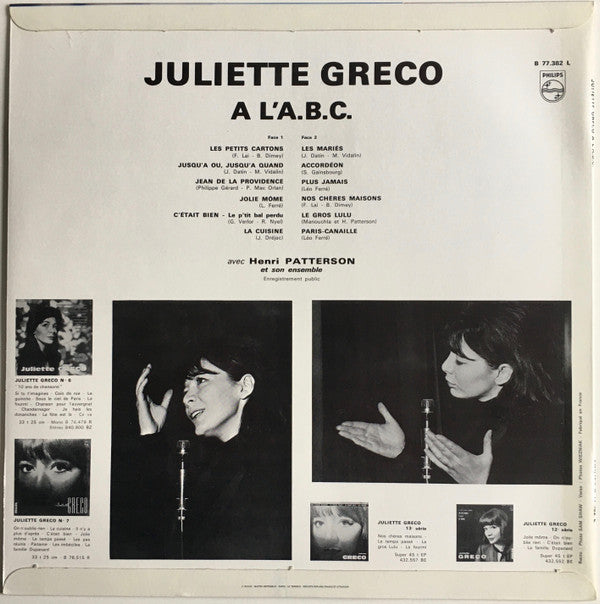 Juliette Greco ~ À L'A.B.C. (Vinyl) - Djungel & Jazz