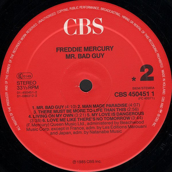 Freddie Mercury ~ Mr. Bad Guy (Vinyl) - Djungel & Jazz