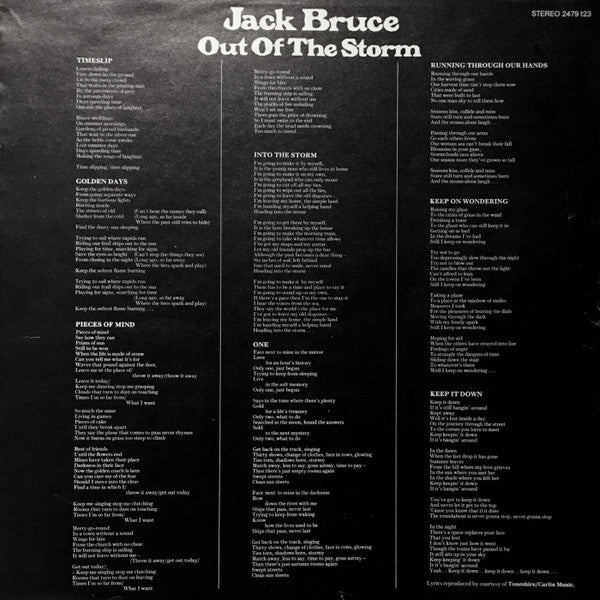 Jack Bruce ~ Out Of The Storm (Vinyl) - Djungel & Jazz