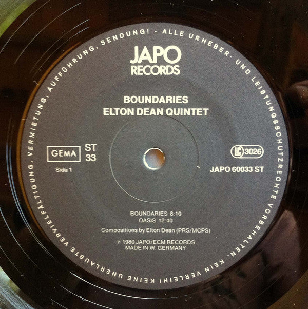 Elton Dean Quintet ~ Boundaries (Vinyl) - Djungel & Jazz