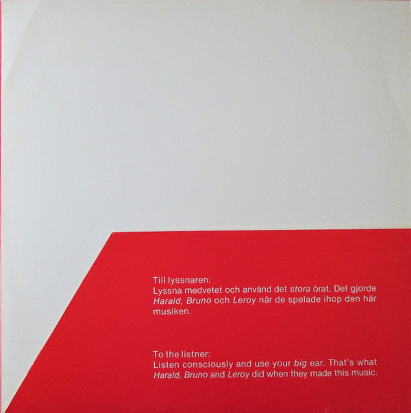 Bruno Råberg, Harald Svensson, Leroy Lowe : Tractus (LP, Album)
