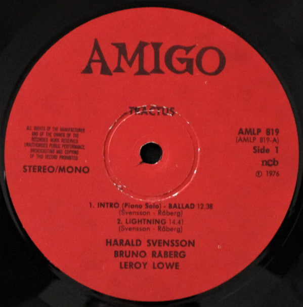 Bruno Råberg, Harald Svensson, Leroy Lowe : Tractus (LP, Album)