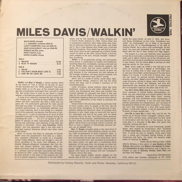 Miles Davis ~ Walkin' (Vinyl) - Djungel & Jazz