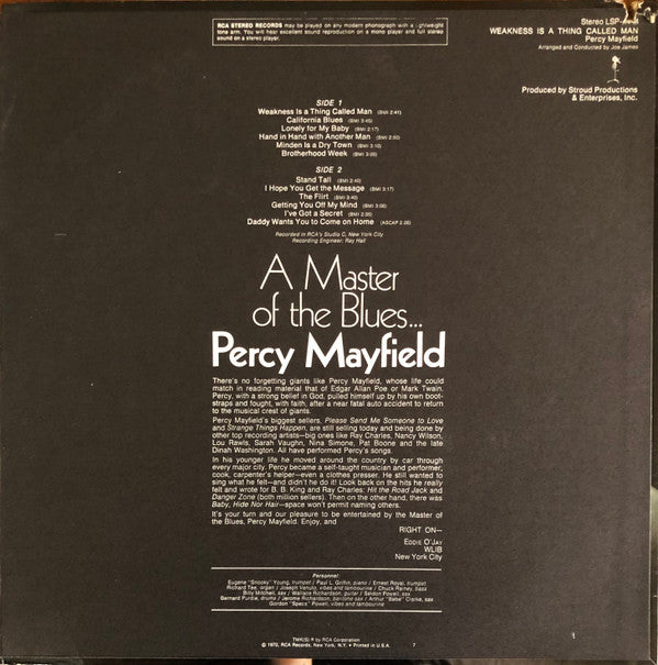 Percy Mayfield ~ Weakness Is A Thing Called Man (Vinyl) - Djungel & Jazz