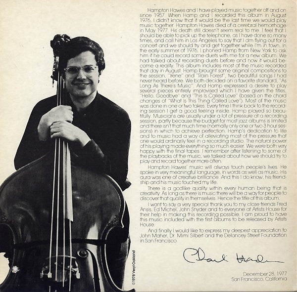 Charlie Haden / Hampton Hawes ~ As Long As There's Music (Vinyl) - Djungel & Jazz