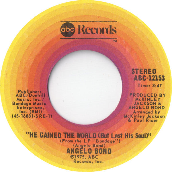 Angelo Bond ~ He Gained The World (But Lost His Soul) / I Love You For What You Are (Vinyl) - Djungel & Jazz