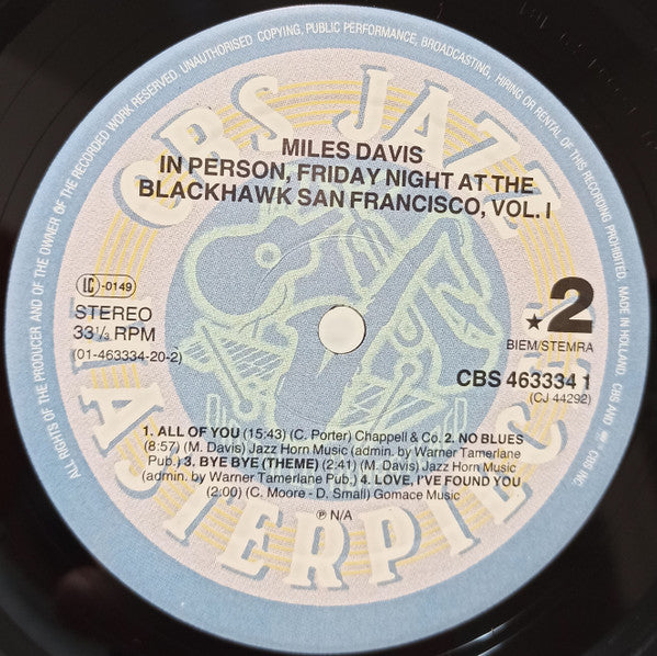Miles Davis ~ In Person, Friday Night At The Blackhawk, San Francisco, Volume 1 (Vinyl) - Djungel & Jazz