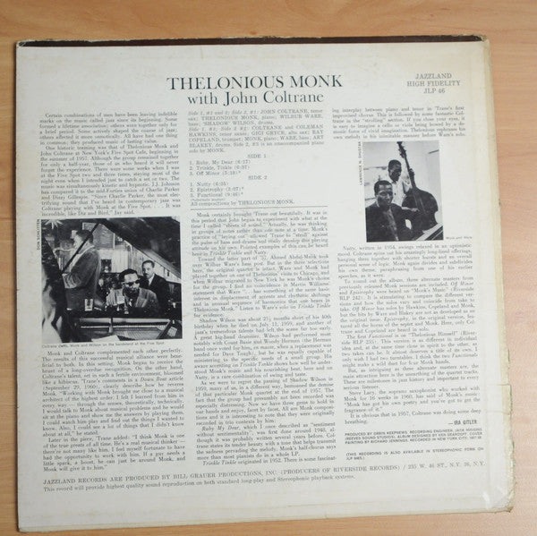 Thelonious Monk With John Coltrane ~ Thelonious Monk With John Coltrane (Vinyl) - Djungel & Jazz