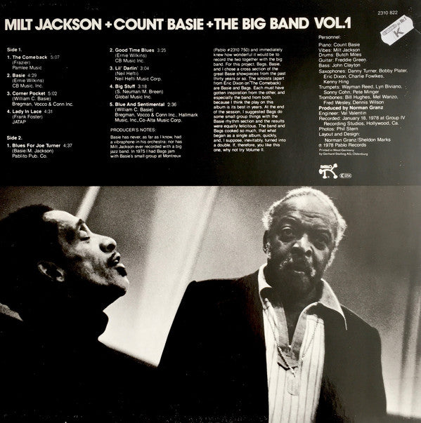 Milt Jackson + Count Basie + The Big Band ~ Milt Jackson + Count Basie + The Big Band Vol. 1 (Vinyl) - Djungel & Jazz