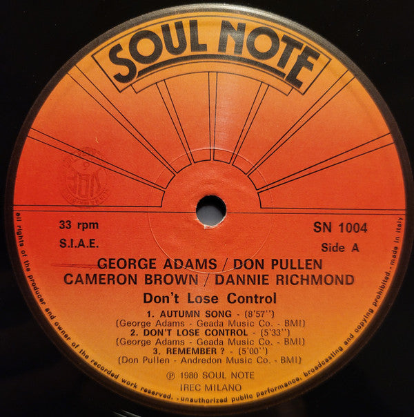 George Adams - Don Pullen Quartet : Don't Lose Control (LP, Album)