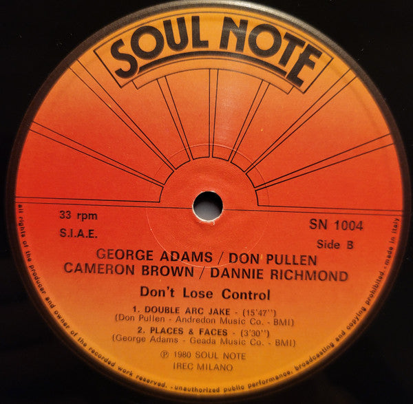 George Adams - Don Pullen Quartet : Don't Lose Control (LP, Album)