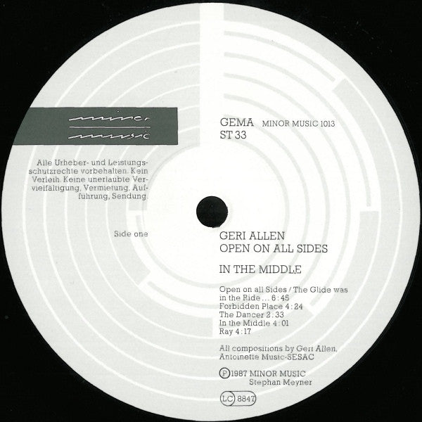 Geri Allen ~ Open On All Sides In The Middle (Vinyl) - Djungel & Jazz