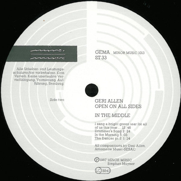 Geri Allen ~ Open On All Sides In The Middle (Vinyl) - Djungel & Jazz