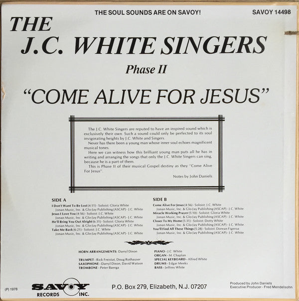 The J.C. White Singers ~ Come Alive For Jesus (Vinyl) - Djungel & Jazz