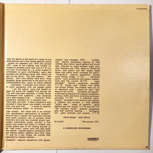 Lol Coxhill ~ Ear Of Beholder (Vinyl) - Djungel & Jazz