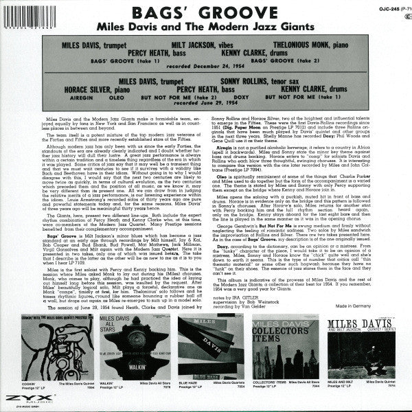 Miles Davis ~ Bags Groove (Vinyl) - Djungel & Jazz