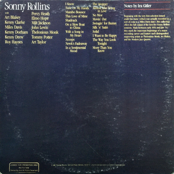 Sonny Rollins : Vintage Sessions (2xLP, Comp)