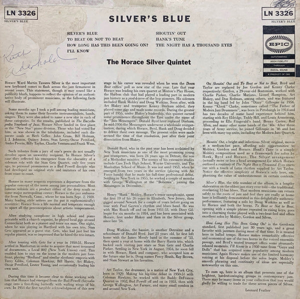 The Horace Silver Quintet ~ Silver's Blue (Vinyl) - Djungel & Jazz