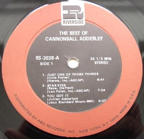 Cannonball Adderley : The Best Of Cannonball Adderley (LP, Comp)