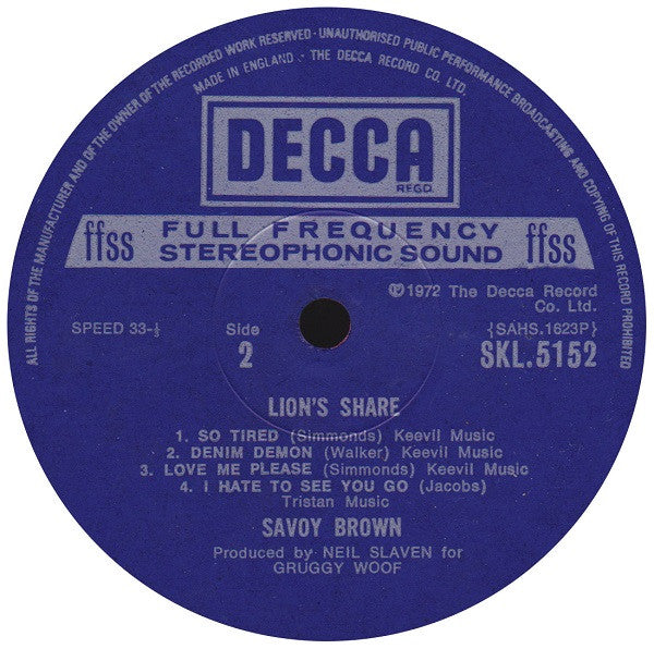 Savoy Brown ~ Lion's Share (Vinyl) - Djungel & Jazz