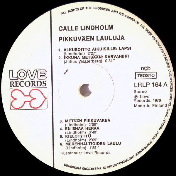 Calle Lindholm, Musiikkiteatteri Ilona : Pikkuväen Lauluja (LP, Album)