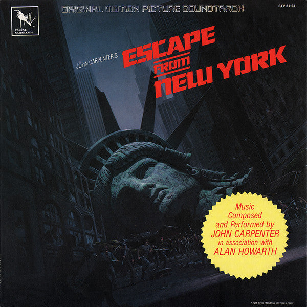 John Carpenter In Association With Alan Howarth ~ Escape From New York (Original Motion Picture Soundtrack) (Vinyl) - Djungel & Jazz