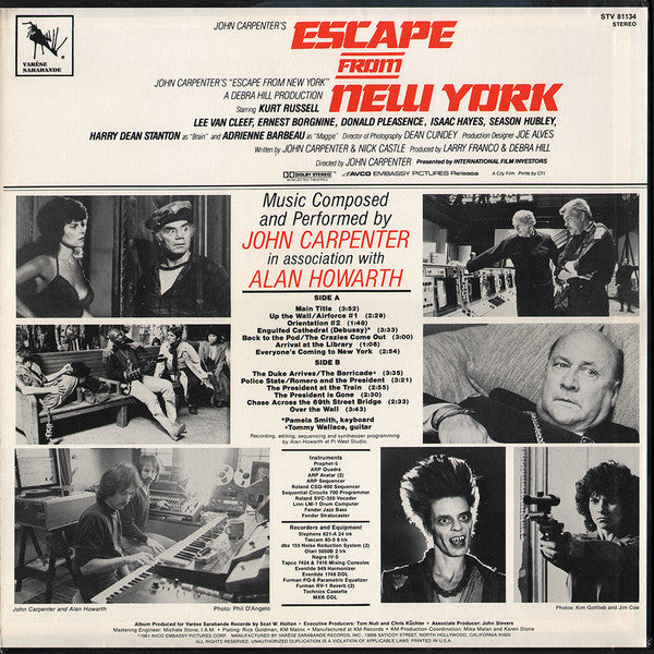 John Carpenter In Association With Alan Howarth ~ Escape From New York (Original Motion Picture Soundtrack) (Vinyl) - Djungel & Jazz